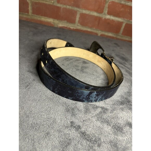 Streets Ahead Blue Leather Silver Metal Medium Belt USA Made Unique Design - Picture 4 of 8